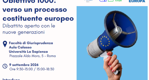 9 SETTEMBRE, ROMA: LANCIO DELL'INIZIATIVA "OBIETTIVO 1000"